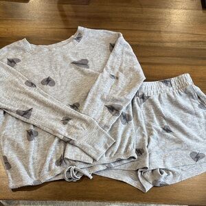 Charming Gray Heart/lightning bolt Pajama Set